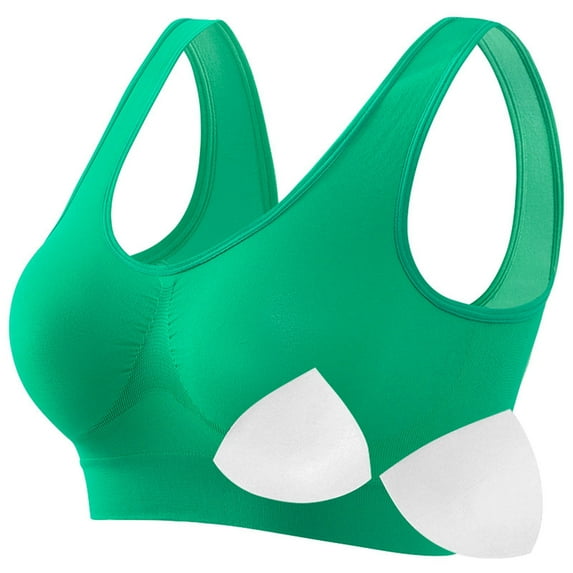 DondPO Womens Seamless Bra,Women's Fashionable Bra Breathable Underwear Large Size No Rims Thin Yoga Bra (with Breast Pads),Womens Bras No Underwire,Supportive Bras For Women Green S Clearance!