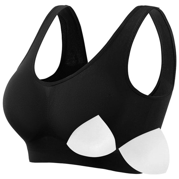 DondPO Womens Seamless Bra，Women's Fashionable Bra Breathable Underwear Large Size No Rims Thin Yoga Bra (with Breast Pads)，Womens Bras No Underwire，Supportive Bras For Women Black S