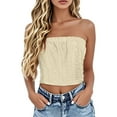thumbnail image 1 of DondPO Womens Strapless Tops Loose Tube Tops For Women Boho Tube Top Strapless Shirts For Women Cotton Tube Tops For Women Beige S, 1 of 5