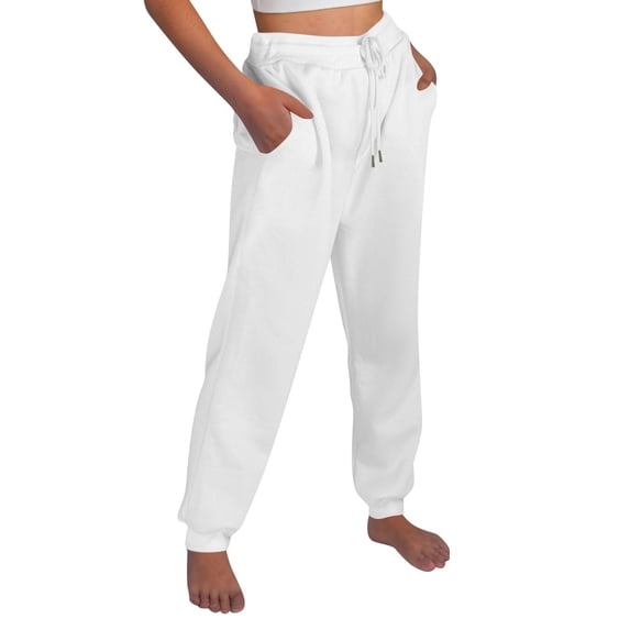 DondPO Womens Sweatpants,Straight Leg Sweatpants For Women Bottom Fleece Joggers Drawstring High Waited Tapered Yoga Pants with Pockets,Baggy Sweatpants,Gym Sweatpants Women White 2XL