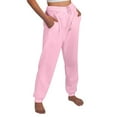 thumbnail image 1 of DondPO Womens Sweatpants，Straight Leg Sweatpants For Women Bottom Fleece Joggers Drawstring High Waited Tapered Yoga Pants with Pockets，Baggy Sweatpants，Gym Sweatpants Women Pink 3XL, 1 of 6