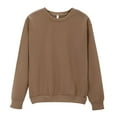 thumbnail image 1 of DondPO Womens Sweatshirt Women'S Solid Color Round Neck Oversized Sweatshirt Loose Long Sleeve Light Sweatshirt Loose Blouse Womens Hoodies Womens Fall Jackets Brown S Clearance！, 1 of 8