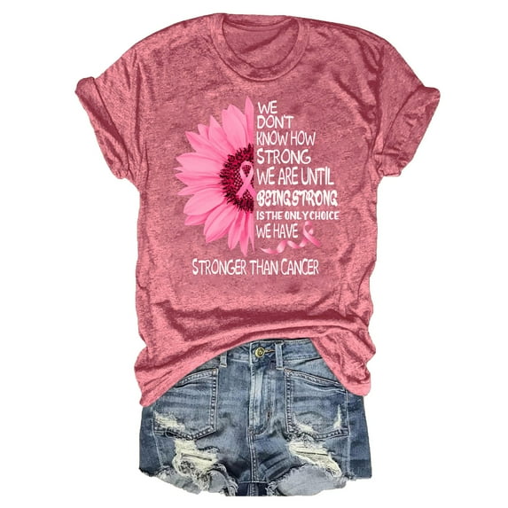 DondPO Womens T Shirts,Breast Cancer T Shirts For Women Ribbon Breast Cancer Awareness T Shirts Breast Cancer Clothes,Camisetas Para Mujer,Graphic Tees for Women Pink M