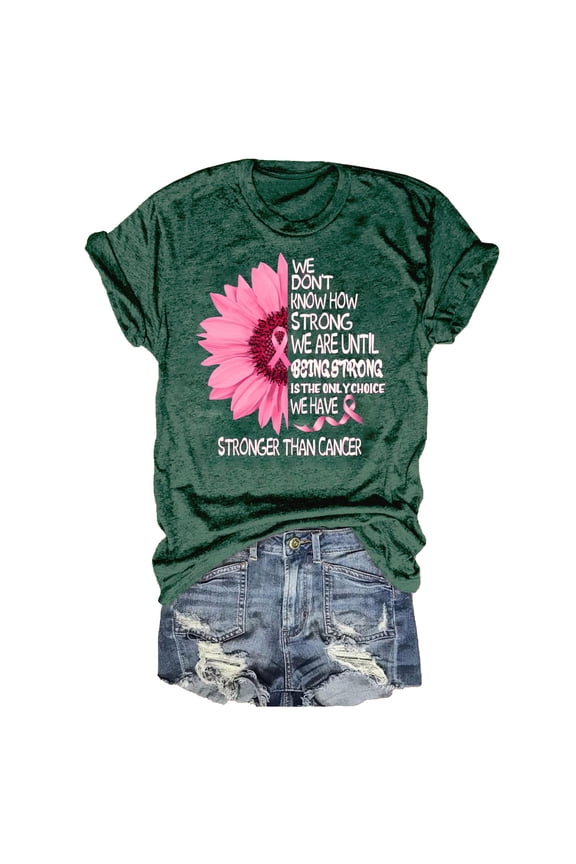 Womens T Shirts，Breast Cancer T Shirts For Women Ribbon Breast Cancer Awareness T Shirts Breast Cancer Clothes，Camisetas Para Mujer，Graphic Tees for Women Green L