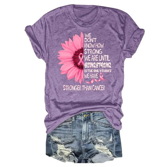 DondPO Womens T Shirts，Breast Cancer T Shirts For Women Ribbon Breast Cancer Awareness T Shirts Breast Cancer Clothes，Camisetas Para Mujer，Graphic Tees for Women Purple XL