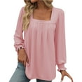 thumbnail image 1 of DondPO Womens T Shirts Womens Dressy Blouses 2024 Tunic Tops Business Loose Fit Square Neck Ruffle Long Sleeve Shirts Casual Shirts for Women Plus Size Tops for Women Red XL, 1 of 7