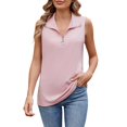 thumbnail image 1 of DondPO Womens Tank Tops Women's 2025 Spring and Summer Solid Color Zipper Lapel Loose Vest Top T Shirt Women's Vest Suspender Strap Plus Size Tank Tops Summer Shirts for Women, 1 of 9