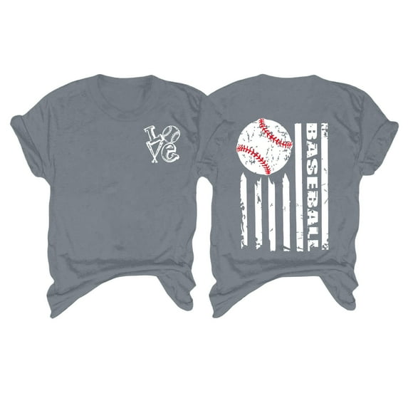 DondPO Womens Tees Women's Spring/summer Baseball Print Loose T Shirt Short Sleeve Top Women's Tops Plus Size Graphic Tees for Women