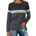 thumbnail image 1 of DondPO Womens Tops Women's Color Block Tunic Tops Casual Long Sleeve Shirts Round Neck Pullover Womens Dressy Tops Tops for Women Trendy Gray S, 1 of 7