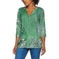 thumbnail image 1 of DondPO Womens Tops Womens 3/4 Sleeve Tops Summer Casual V Neck Tshirt Ladies 2024 Floral Print Daily Tees Tunic Blouses Blouses for Women Oversized Tshirts for Women Green 3XL, 1 of 5