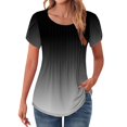 thumbnail image 1 of DondPO Womens Tops Womens Tops Petal Short Sleeve Summer Casual Crew Neck Shirts Floral Solid Blouse Pleated Tunics Womens Dressy Tops Tops for Women Trendy Gray L, 1 of 5