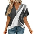 thumbnail image 1 of DondPO Womens Tops Womens Tops Summer Short Sleeve V Neck Blouses Business Casual Loose Fit Tshirts Trendy Fashion Outfits Shirts for Women Plus Size Tops for Women Gray S, 1 of 4