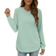 thumbnail image 1 of DondPO Womens Tunic Tops，Womens Sweatshirt Crewneck Long Sleeve Shirts High Low Tops Curved Hem Women Sweatshirts No Hood，Womens Fall Tops，Tops for Women Trendy Green M Clearance！, 1 of 4