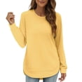 thumbnail image 1 of DondPO Womens Tunic Tops，Womens Sweatshirt Crewneck Long Sleeve Shirts High Low Tops Curved Hem Women Sweatshirts No Hood，Womens Fall Tops，Tops for Women Trendy Yellow XL, 1 of 4