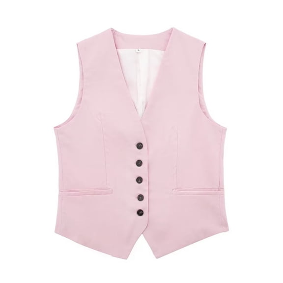 DondPO Womens Vest Women's Solid Casual Linen Blend Vest Jacket Women's Outerwear Vests Vest Women Trendy Pink M
