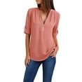 thumbnail image 1 of DondPO Womens tops Button Women Ladies Clothing Loose Shirt Chiffon Zipper Long Sleeves Plus Size tops Shirts for Women Linen Shirts for Women Gold 4XL, 1 of 7
