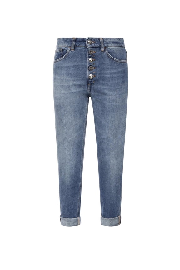 Mid-Rise Jeans With Metallic Buttons And Rolled Cuffs (Women's)