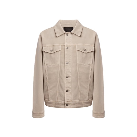 Dondup Structured Beige Denim Jacket With Flap Pockets (Men's)