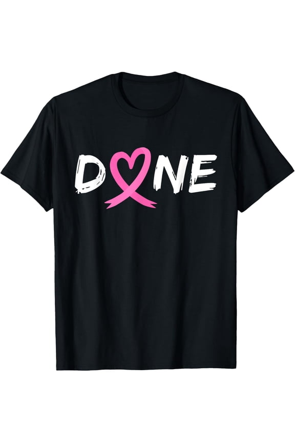 Done Last Day Of Radiation Chemo Breast Cancer Love Heart T-ShirtMen and women, Black T-shirt, size: Extra large