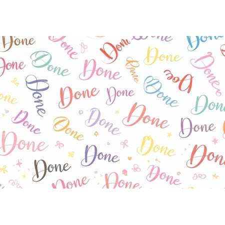 Done Text Pattern in Multiple Colors Edible Chocolate Transfer Sheet, by Tnct. (1 Count)