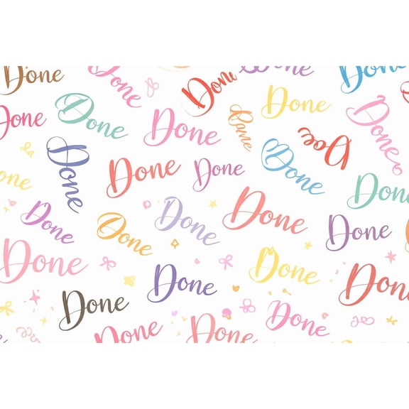 Done Text Pattern in Multiple Colors Edible Chocolate Transfer Sheet, by Tnct. (1 Count)