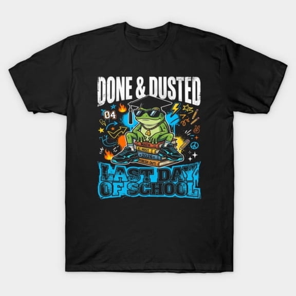 Done and Dusted Frog Graduation Last Day of School Cute Animal Unisex T-Shirt, Size S-5XL