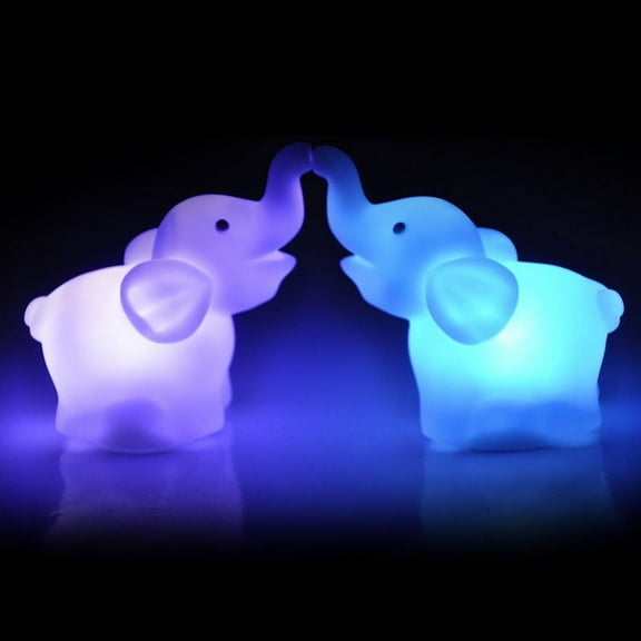 Donemore 2Pcs Elephant Shape Color Changing LED Night Light Lamp Wedding Venue Party Decor