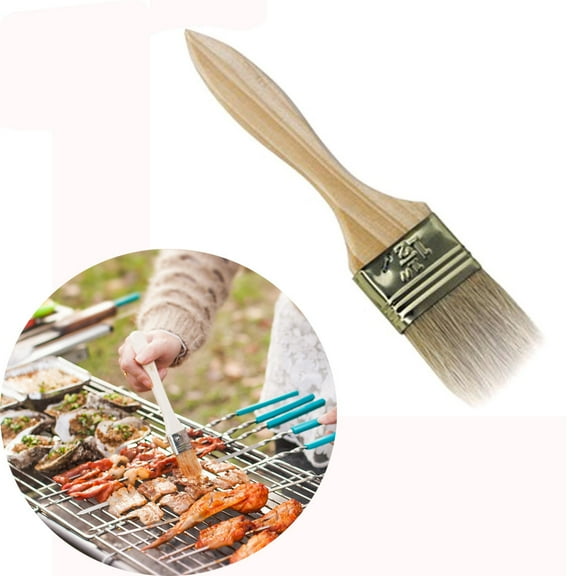 Donemore 2Pcs Pastry Basting Brushes with Wood Handle, Oil Brush for Cooking Boar Bristle Brushes BBQ Brushes for Sauce Kitchen Brush Pastry Brush for Oil Egg Spread Marinade Sauce for Baking