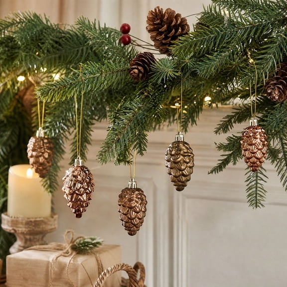 Donemore 8 Pack Christmas Pinecone Ornaments Colored Painted Cone Hanging Decor for Holiday Tree Wreath Garland Fall Winter Nature Decor