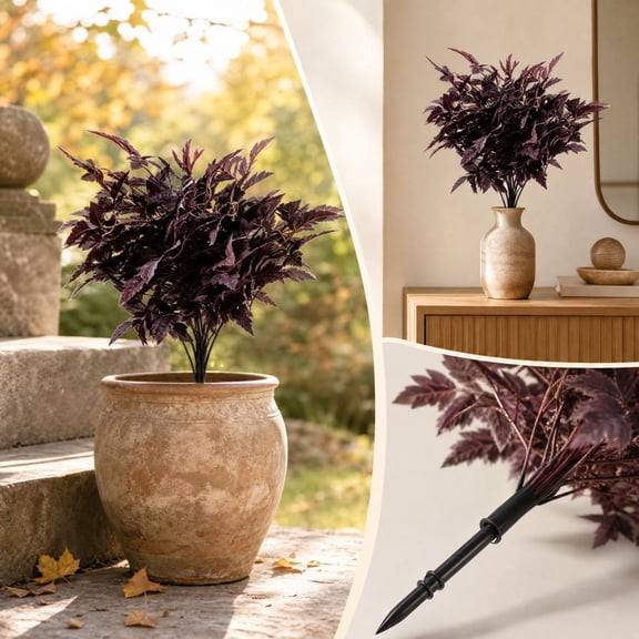 Donemore Artificial Maple Leaf Ground Stake, 27.56x13.78 Inch Fall Yard Decor, Fake Branch Picks for Garden Lawn with Storage Tray