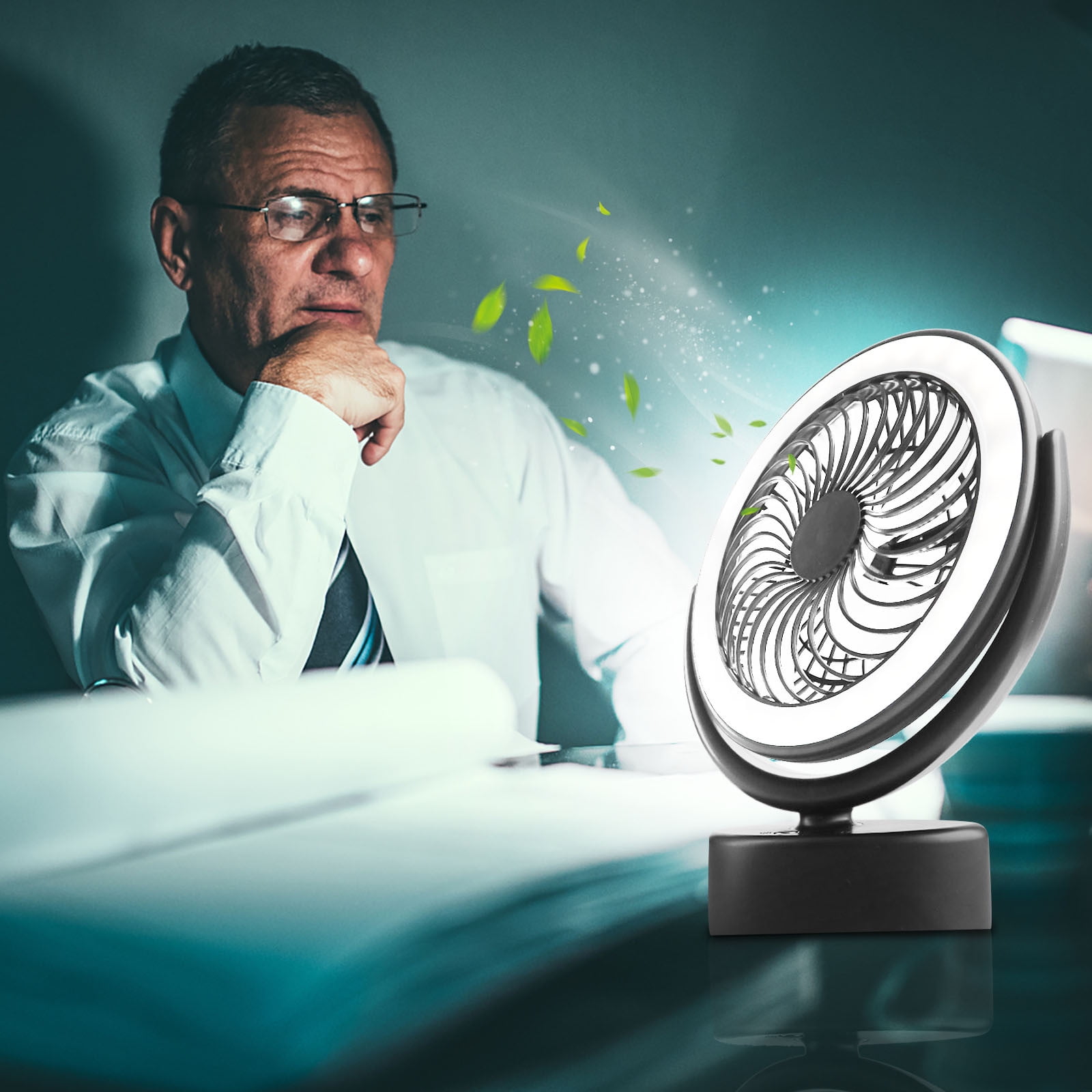 Donemore Camping Fan with Lamp, Rechargeable Portable Tent Fan, Quiet Work, Perfect Charging Fan for Picnic, Barbecue, Fishing