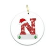 thumbnail image 1 of Donemore Christmas Decoration 1 Pcs 3.15 Inch Letter Ornament Red Glitter Santa Hat Design Hanging Tag for Tree Door Wall Holiday Party Festive Home Decor Seasonal Accent, 1 of 1