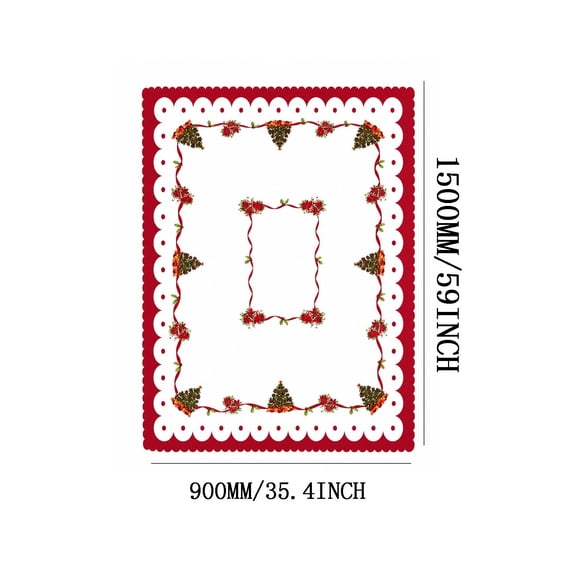 Donemore Christmas Tree Print Tablecloth, 59 x 120 Inch Festive Table ...