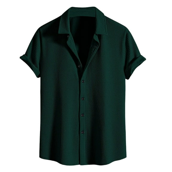 Donemore Fashionable Men's Casual Solid Color Lapel Short Sleeved Shirt Top