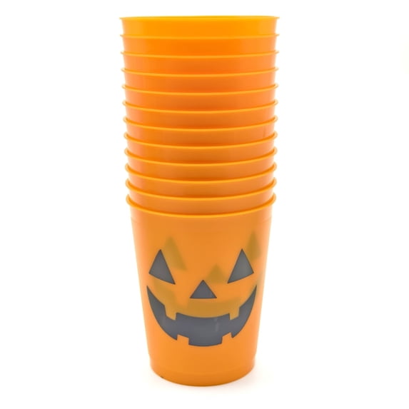 Donemore Halloween Plastic Disposable Cups 12 Oz, Spooky Party Drinking Cups for Beverage, Printed Party Cup for Bar Home, Party Tumbler Cup for Halloween Festival