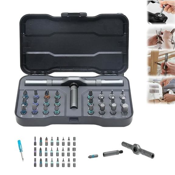 Donemore Hand Tool Ratchet Set 24-in-1 Multi-Tool Magnetic Screwdriver Bit Drill Socket Repair Maintenance Kit for Home Garage Workshop Mechanic