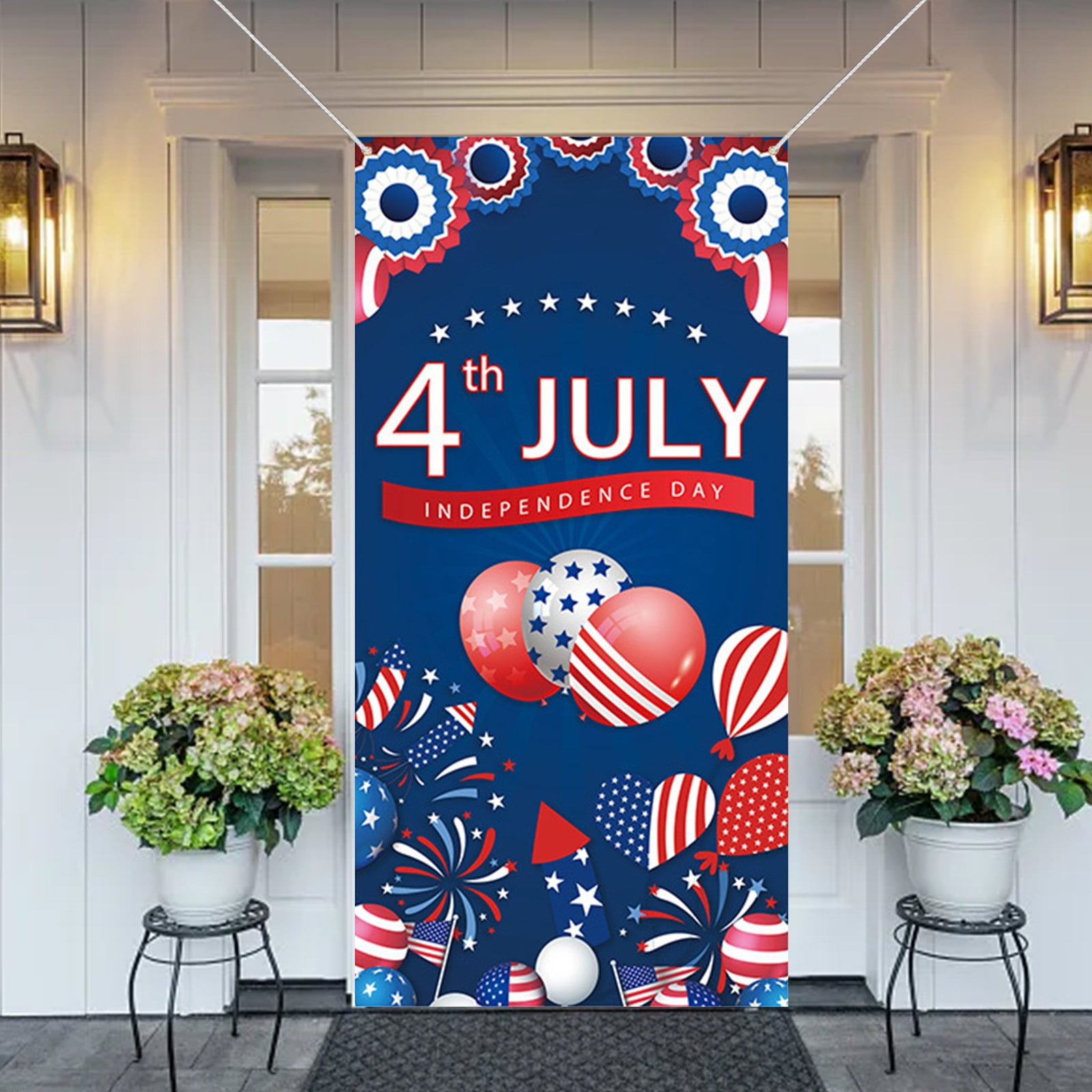 4th Of July Happy Birthday Banner With LED Lights – Patriotic Red White Blue Decor For Veterans Day & Independence Day - View #9