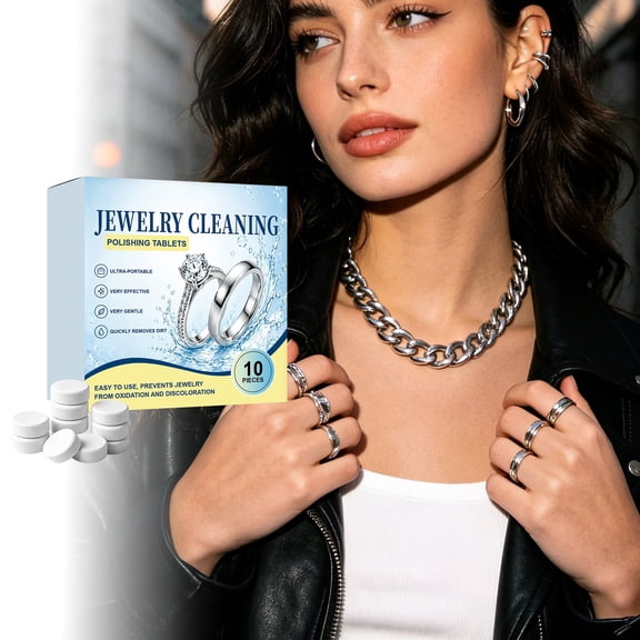 Donemore Jewelry Cleaning Tablets 10 Count Ring Chain Care Polish Foaming Cleaner for Necklace Earring for Daily Household Chore Routine for Easy Home Maintenance Task