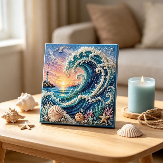 Project 8 Board Donemore Marine Theme Canvas Bead Craft Kit DIY Coastal Decoration Art ...