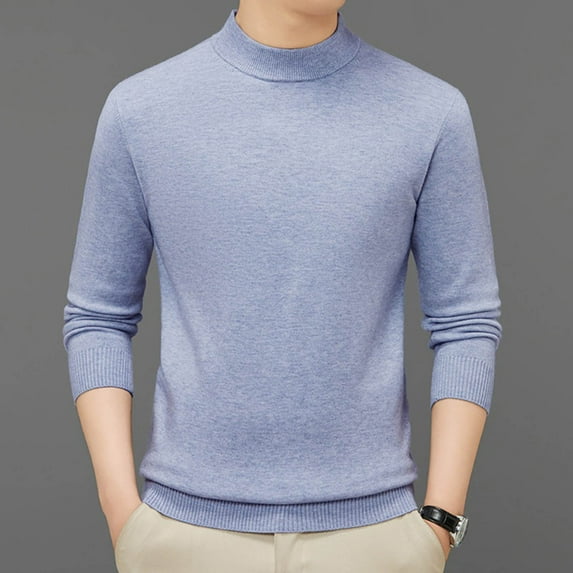 Donemore Men Casual Faddish Solid Pullover Long Sleeve Round Neck Blouse Sweater