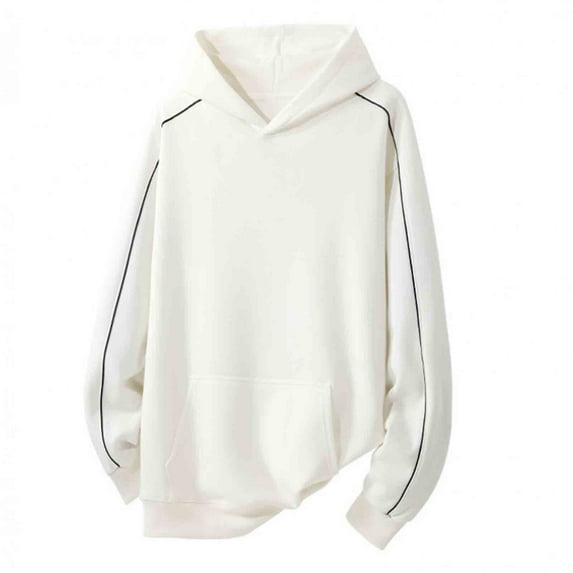 Donemore Men Solid-color Loose Casual Pocket Pullover-Shoulder-Sleeves Long Sleeve Hooded Sweatshirts
