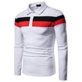 thumbnail image 1 of Donemore Men's Autumn Winter Casual Long Sleeve Shirt with Turn-down Collar and Button Design, Color Blocking Business Casual Versatile Top, 1 of 6
