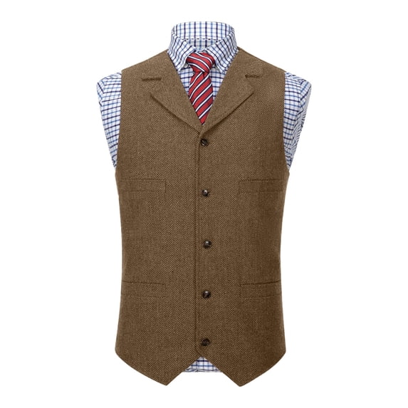 Donemore Men's Business Casual Solid Color Lapel Single-Breasted Suit Vest Waistcoat Classic Tailoring Slim Fit for Commuting Workplace Daily Wear