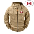 thumbnail image 1 of Donemore Men's Cargo Solid Color Multiple Pockets Sports Ditness Training Raglan Long Sleeved Hooded Casual Jacket, 1 of 9