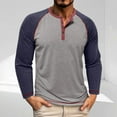 thumbnail image 1 of Donemore Men's Casual Business Long Sleeve Half-Button Color-Block Round Neck Shirt Multi-Tone Trendy Design Comfortable Versatile Men's Apparel, 1 of 8