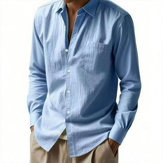 Donemore Men's Casual Button-Up Knit Cardigan Collar Shirt Long Sleeve Slim Fit Business Casual Minimalist Style