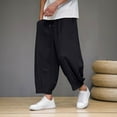 thumbnail image 1 of Donemore Men's Casual Cropped Tapered Pants with Drawstring Elastic Waist Solid Color Functional Pockets for Everyday Wear, 1 of 5