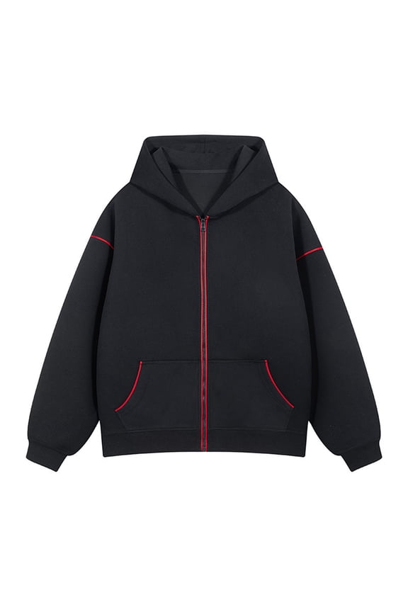 Men's Casual Hooded Jacket Lightweight Breathable Zippered Pockets Loose Fit Outdoor Windbreaker Solid Color