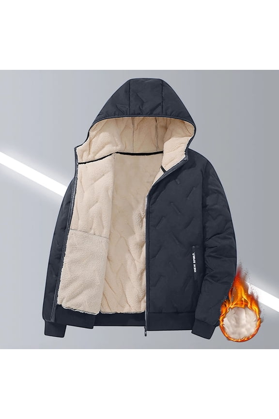 Men's Casual Hooded Jacket Solid Color Zip-Up Long Sleeve Coat with Pockets Lightweight Polyester Loose Fit Outdoor Windbreaker