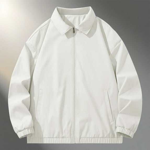 Donemore Men's Casual Jacket Long Sleeve Lapel Button Front Solid Color Polyester Coat Lightweight Outerwear Sizes